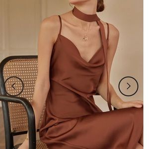 Lovely brown slip dress in polyester blend for easy care
